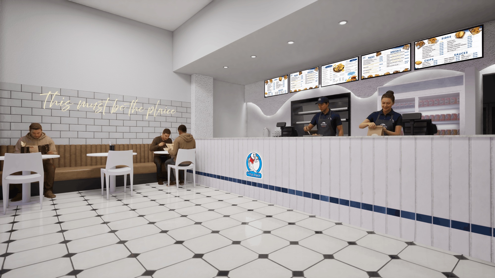 The Fish Plaice interior, built entirely in 3D