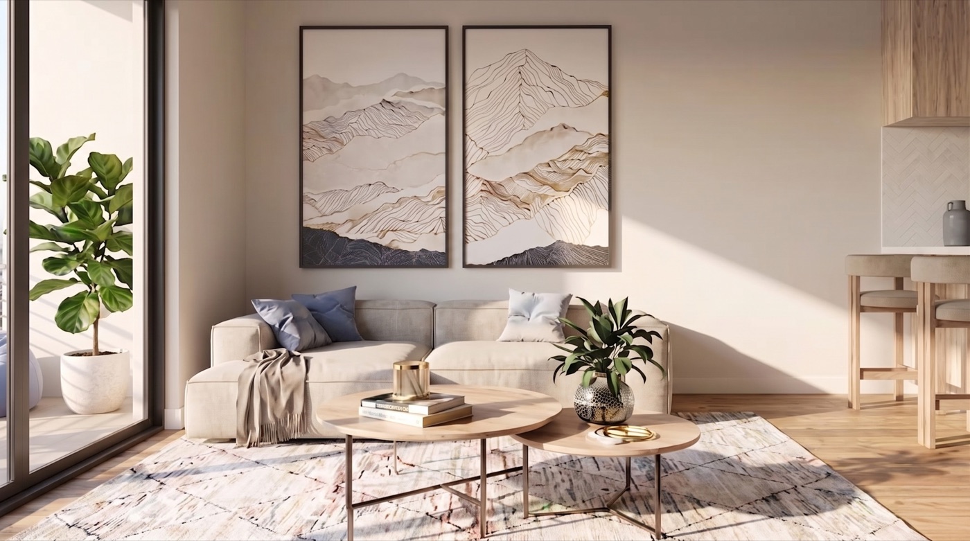 Finished photoreal interior render