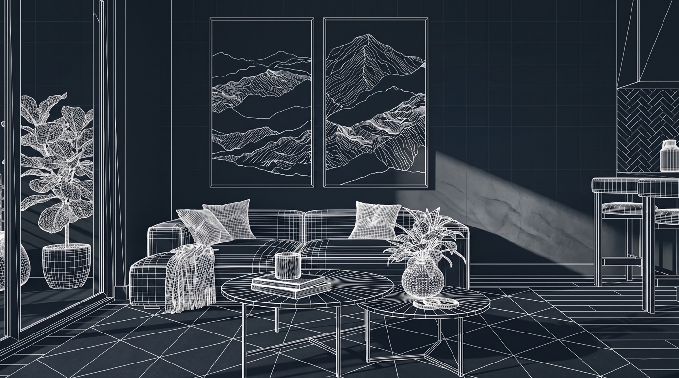 3D wireframe interior model